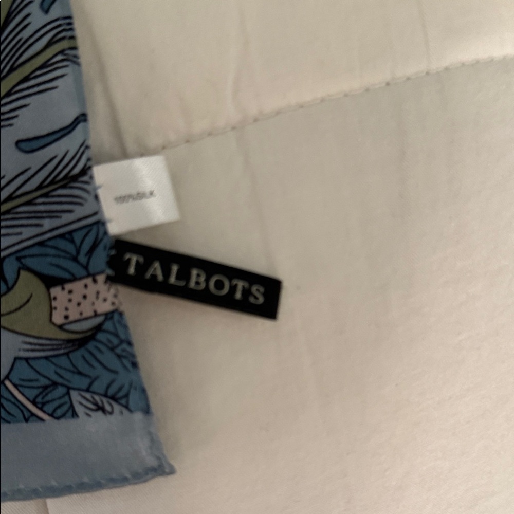 Talbots Blue and Gray Floral 100% Silk Scarf - Picture 2 of 2